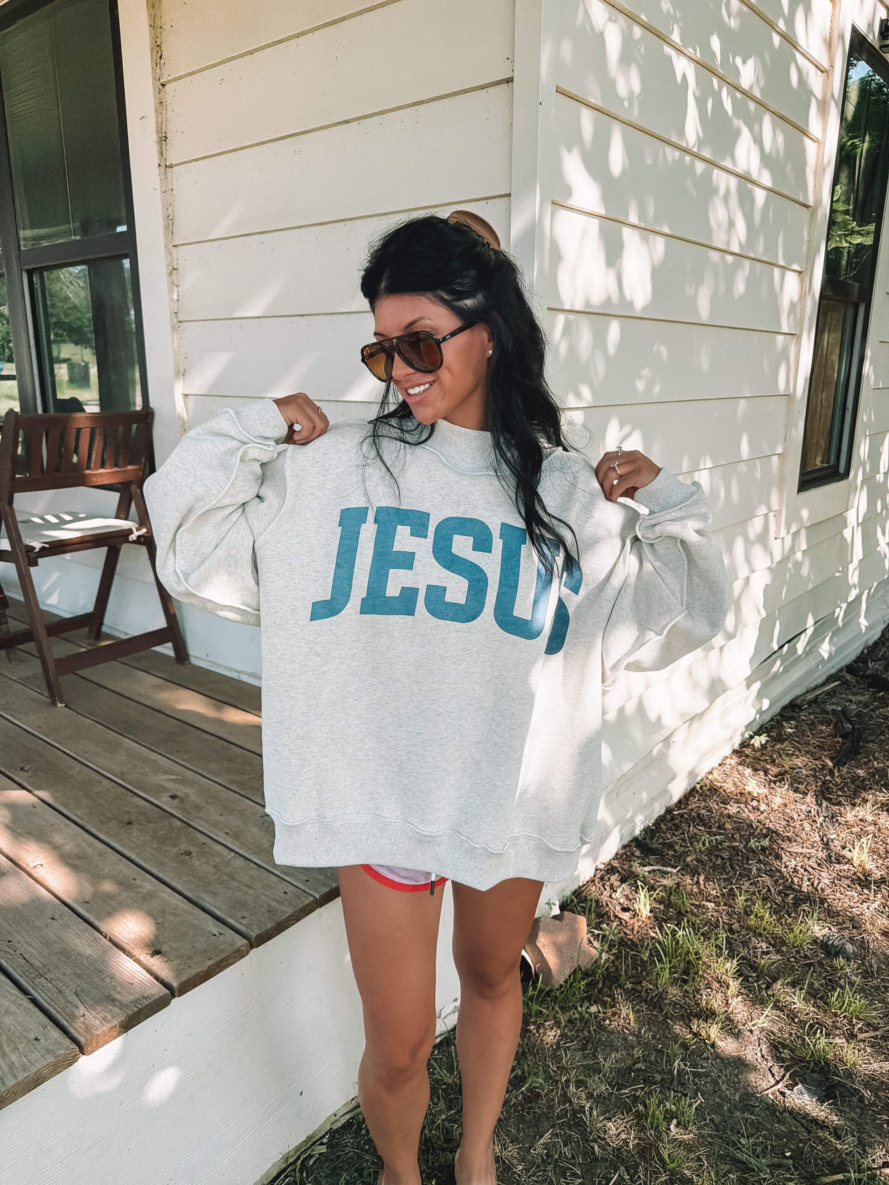 IT2594-JESUS | 'JESUS & GOD IS GOOD' Reversible Sweatshirt