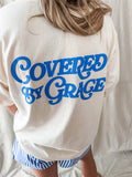 Covered By Grace blue puff- Ivory Tee