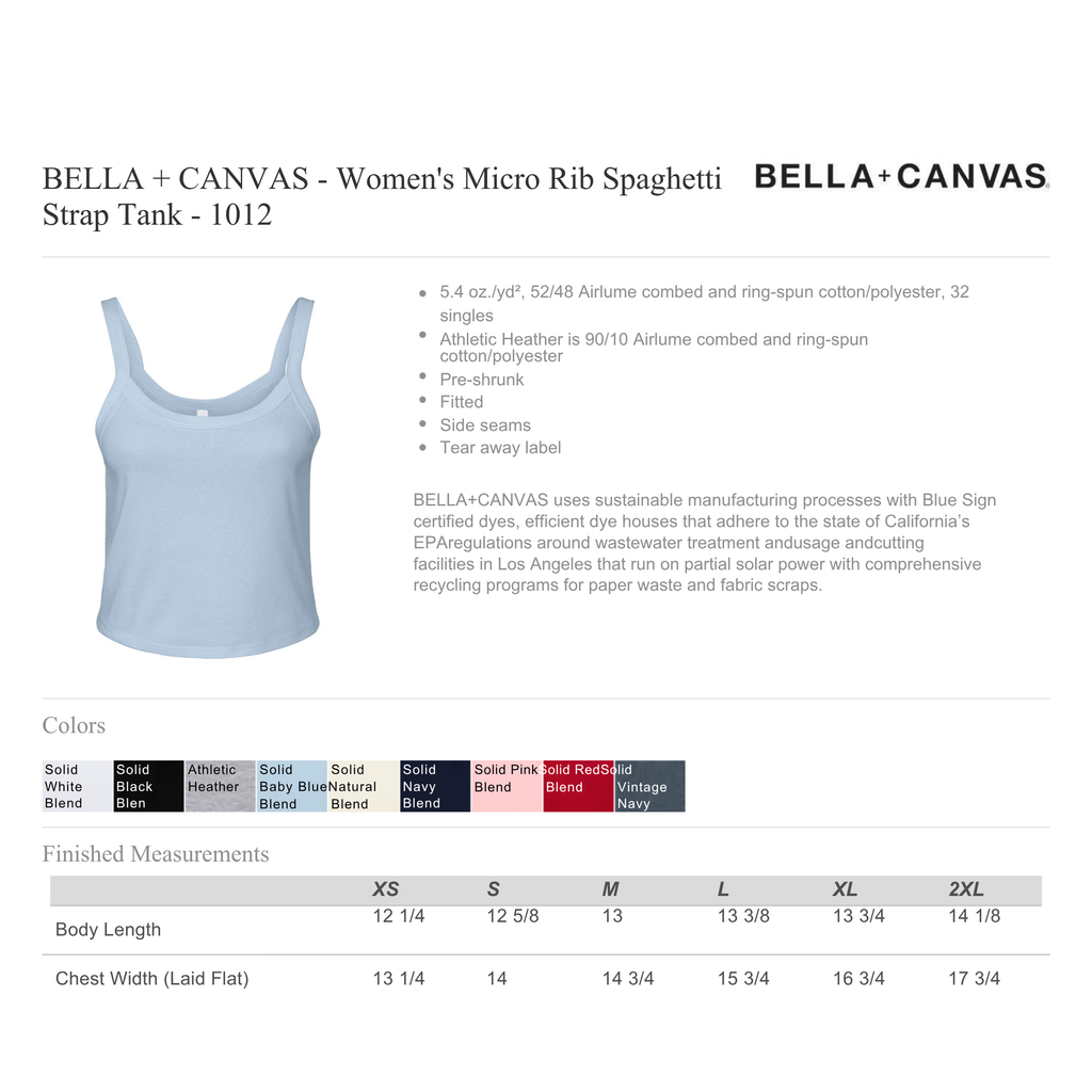 Custom BELLA + CANVAS Women's Micro Rib Spaghetti Strap Tank