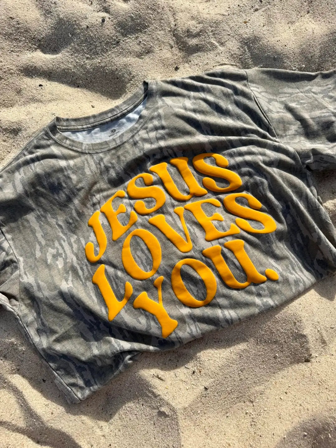 Jesus Loves you Bottomland Curved puff graphic
