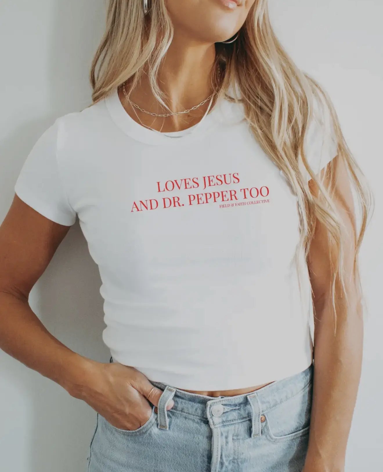 Loves Jesus and Dr Pepper Too Baby Tee